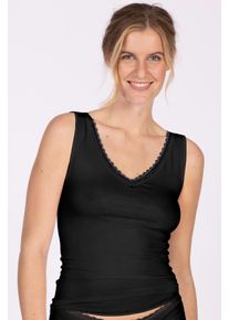 Achselhemd Nina von C. "Simply", Damen, Gr. 48, N-Gr, schwarz, Obermaterial: 48% Baumwolle, 47% Modal, 5% Elasthan, unifarben, bequem, V-Ausschnitt, Unterhemden Achselhemd, basic, weich, elastisch, bequem, eng, mit Spitze, V-Ausschnitt