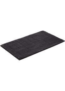 Badematte Vossen "Exclusive" Gr. 3, grau (graphit), H:20mm, Baumwolle, Badematten, Badematte, Badteppich, Uni-Farben, Karo Muster, Hoch-Tief Effekt, reine Baumwolle