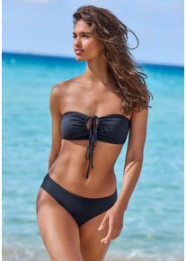 Bandeau-Bikini-Top s.Oliver "Joy", Damen, Gr. 40, Cup A/B, schwarz, Recycling-Polyamid, unifarben, Bikini-Oberteile Bandeau-Bikini-Top, mit modischen Cut-Outs
