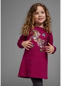 Langarmshirt Kidsworld "PFERD", M&auml;dchen, Gr. 116/122, rot (bordeaux), Jersey, Obermaterial: 100% Baumwolle, bedruckt, ausgestellt Po-bedeckend, Rundhals, abgesteppte Kante, Shirts Langarmshirt, Langarm, ausgestellter Schnitt, bedruckt, Rundhalsausschnitt