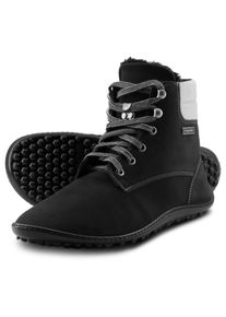 Barfu&szlig;schuh Leguano "ICEBARE", Damen, Gr. 48, Warmfutter, schwarz, Lederimitat, Textil, Schuhe Barfu&szlig;schuh, Bequemschuh, Schn&uuml;rboots, speziell entwickelte Halbkugel-Sohle, Topseller
