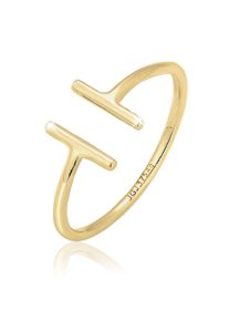 Silberring Elli Premium "Ring Geo Trend Look Statement Offen 375 Gelbgold" Gr. 58, gold, Fingerringe, Damen, 58, Gelbgold 375, Silberring