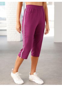 Caprihose, Damen, Gr. 50, Normalgr&ouml;&szlig;en, lila (malve), 100% Baumwolle, unifarben, kurz, Hosen Caprihose