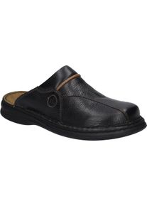 Sabot Josef Seibel "KLAUS", Herren, Gr. 44, schwarz (schwarz, cognac), Leder, Schuhe Sabot, Sommerschuh, Schlappen, Hausschuh, mit gepolsterter Lederinnensohle