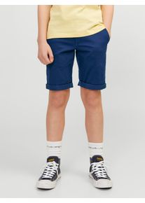 Jack & Jones Chinoshorts JACK & JONES JUNIOR "JPSTDAVID JJCHINO SHORTS AKM SN JNR", Jungen, Gr. 158, N-Gr, blau (navy blazer), Web, Obermaterial: 98% Baumwolle, 2% Elasthan, unifarben, regular fit kniefrei, Hosen Chinoshorts