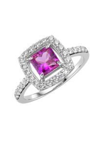 Silberring "Ring in blau, fuchsia oder lila, Zirkonia wei&szlig;, Silber 925" Gr. 60, pink, Giorgio Martello MILANO, Fingerringe, Damen, 60, Silber 925 (Sterlingsilber), Silberring