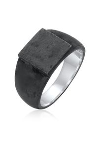 Siegelring Kuzzoi "Ring Herren Siegelring Rechteckig Klassik 925 Silber" Gr. 58, schwarz, Fingerringe, Herren, 58, ohne Stein, Silber 925 (Sterlingsilber), 11mm, Siegelring