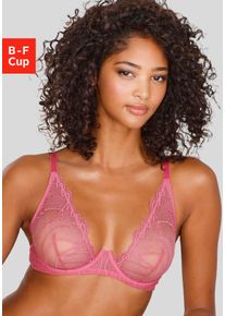 B&uuml;gel-BH Lascana "Gianna", Damen, Gr. 80, Cup F, pink, Spitze, Obermaterial: 54% Polyamid, 46% Polyester, BHs B&uuml;gel-BH, aus leicht schimmernder Spitze in transparenter Optik, sexy Dessous