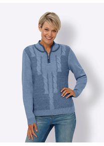 Stehkragenpullover Classic Basics "Stehkragen-Pullover", Damen, Gr. 52, blau (bleu, meliert), 100% Polyacryl, meliert, Pullover Stehkragenpullover