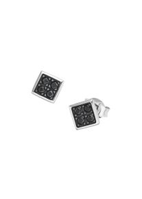 Paar Ohrstecker "Ohrstecker carr&eacute;f&ouml;rmig mit wei&szlig;en oder schwarzen Steinen, Silber 925", schwarz, Giorgio Martello MILANO, Ohrringe, Herren, Silber 925 (Sterlingsilber), Paar Ohrstecker