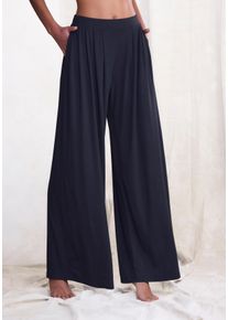 Schlupfhose Lascana "Extra Weit", Damen, Gr. 52/54, N-Gr, blau (schwarz), Single Jersey, Obermaterial: 93% Polyester, 7% Elasthan, unifarben, weit lang, Hosen Schlupfhose, mit extraweit geschnittenen Beinen, Topseller