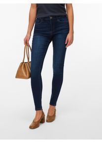 V&eacute;ro Moda Skinny-fit-Jeans VERO MODA "VMPOLLY MR SKINNY JEANS RA3051 NOOS", Damen, Gr. XS (34), L&auml;nge 30, blau (dunkelblau denim), Denim/Jeans, Obermaterial: 98% Baumwolle, 2% Elasthan, unifarben, skinny fit lang, Jeans Skinny-fit-Jeans, Baumwollmischung, skinny fit