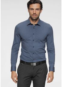 Businesshemd OLYMP "Level Five body fit Jerseyshirt", Herren, Gr. 38, N-Gr, blau (rauchblau), Web, Obermaterial: 92% Baumwolle, 8% Elasthan, schmal, Hemden Businesshemd, in Jersey Qualit&auml;t, Topseller