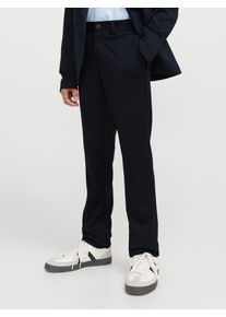 Jack & Jones Anzughose JACK & JONES JUNIOR "JJEJAXON bietet Komfort durch elastische Passform", Jungen, Gr. 140, N-Gr, blau (schwarz navy), Jersey, Obermaterial: 79% Polyester, 18% Viskose, 3% Elasthan, unifarben, slim fit kn&ouml;chellang, Hosen Anzughose, unifarben, modisch, slim fit, Web