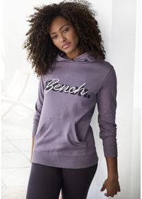 Kapuzensweatshirt BENCH. LOUNGEWEAR, Damen, Gr. 52/54, lila (mauve), Interlock, Obermaterial: 60% Baumwolle, 40% Polyester, unifarben, Basic, bequem h&uuml;ftbedeckend, Sweatshirts Kapuzensweatshirt, mit K&auml;ngurutasche, Loungeanzug, Hoodie