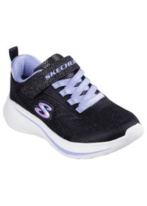 Sneaker Skechers "WAVE 92", M&auml;dchen, Gr. 36, schwarz (schwarz, lila), Lederimitat, Textil, Glitzer, Schuhe Sneaker, Schlupfschuh mit Glitzer f&uuml;r M&auml;dchen, Gr&ouml;&szlig;enschablone zum Download