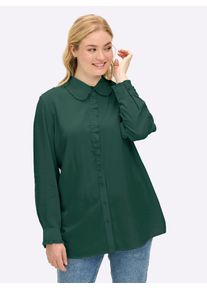 R&uuml;schenbluse sheego, Damen, Gr. 58, gr&uuml;n (moos), 100% Viskose, unifarben, Blusen R&uuml;schenbluse