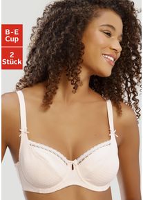 B&uuml;gel-BH Petite Fleur, Damen, Gr. 85, Cup C, rosa (puder, wei&szlig;), Jersey, Obermaterial: 79% Baumwolle, 8% Polyamid, 8% Polyester, 5% Elasthan, BHs B&uuml;gel-BH, aus Baumwolljacquard im Dirndl-Schnitt, Dessous, Topseller