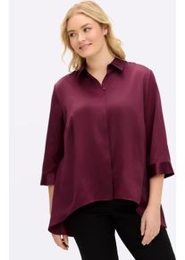 Longbluse sheego, Damen, Gr. 56, bordeaux, 100% Polyester, unifarben, V-Ausschnitt, Blusen Longbluse