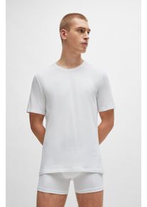 T-Shirt BOSS "Mix&Match T-Shirt R", Herren, Gr. L (52), wei&szlig; (wei&szlig; 100), Single Jersey, Obermaterial: 95% Baumwolle, 5% Elasthan, unifarben, Basic h&uuml;ftbedeckend, Rundhals, eng normaler Saum, Shirts T-Shirt, mit BOSS Stickerei auf der Brust