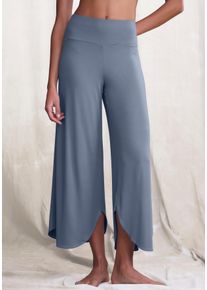 Culotte Lascana, Damen, Gr. 48/50, N-Gr, blau (jeans), Obermaterial: 93% Polyester, 7% Elasthan, Basic, Hosen Culotte, mit gerundetem Beinsaum in weich flie&szlig;ender Qualit&auml;t, Topseller