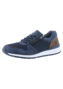 Sneaker Rieker, Herren, Gr. 42, bunt (dunkelblau, braun), Lederimitat, Textil, kontrastfarbene Details, Schuhe Sneaker, Schn&uuml;rschuh, Halbschuh, Freizeitschuh in bequemer Form