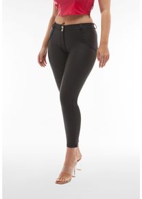 7/8-Hose Freddy "WRUP REGULAR SUPERSKINNY 7/8", Damen, Gr. XS (34), N-Gr, schwarz, Web, Obermaterial: 85% Polyester, 15% Elasthan, gl&auml;nzend, unifarben, figurbetont 7/8-L&auml;nge, Hosen 7/8-Hose, mit Push up-Effekt, aus Lederimititat