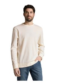Langarmshirt Tom Tailor, Herren, Gr. S, beige (gardenia wei&szlig;), Single Jersey, Obermaterial: 60% Baumwolle, 40% Polyester, unifarben, regular fit normal, Rundhals, Shirts Langarmshirt