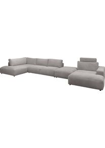 Wohnlandschaft Musterring "Lucia U-Form", grau, B:504cm H:81cm T:204cm, Sofas, Wohnlandschaft, Cord-Bezug, inklusive Kopfst&uuml;tze, Gesamtbreite 524 cm