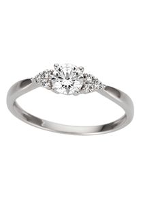 Fingerring Firetti "Schmuck Geschenk Gold 333 Damenring Goldring" Gr. 18, wei&szlig; (wei&szlig;goldfarben, kristallwei&szlig;), Fingerringe, Damen, 18, Wei&szlig;gold 333, 1,9mm, Fingerring, mit Zirkonia (synth.)