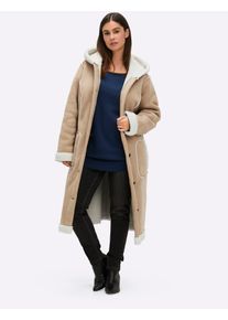 Lederimitatmantel sheego, Damen, Gr. 54, braun (camel), 100% Polyester, Besatz:100% Polyester, M&auml;ntel Lederimitatmantel