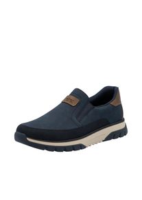 Slip-On Sneaker Rieker, Herren, Gr. 47, braun (dunkelblau, braun), Nubuklederimitat, unifarben mit Farbeinsatz, Schuhe Slip-On Sneaker, Slipper, Schlupfschuh, Halbschuh mit weicher MemoSoft-Innensohle