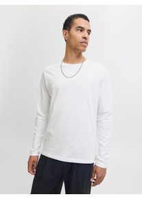 Jack & Jones Rundhalsshirt JACK & JONES "JJEORGANIC BASIC TEE LS O-NECK NOOS", Herren, Gr. XS, wei&szlig;, Jersey, Obermaterial: 100% Baumwolle, unifarben, regular fit h&uuml;ftbedeckend, Rundhals, Shirts Rundhalsshirt