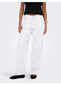 Straight-Jeans Only "ONLGIANNA MW STRAIGHT DOT211 DNM NOOS", Damen, Gr. 30, L&auml;nge 30, wei&szlig; (wei&szlig; denim), Denim/Jeans, Obermaterial: 100% Baumwolle, unifarben, lang, Jeans Straight-Jeans, mit Bindeg&uuml;rtel