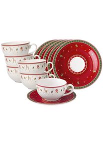 Villeroy & Boch Tasse VILLEROY & BOCH "Milchkaffeetassen mit Untertassen Toy's Delight 260 ml 12er Set bunt", bunt, B:19cm H:8,7cm &Oslash;:19cm, Porzellan, Trinkgef&auml;&szlig;e, Tasse, Mikrowellengeeignet