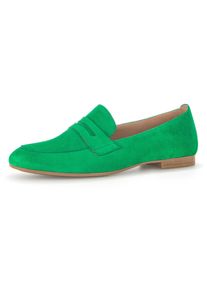 Loafer Gabor, Damen, Gr. 44, gr&uuml;n, Ziegenveloursleder, Schuhe Loafer, Slipper, Business Schuh mit Zierriegel und Blockabsatz