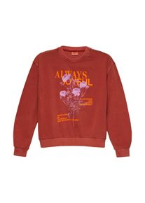 Sweater s.Oliver JUNIOR, M&auml;dchen, Gr. 146/152, rot (dusty rot), Sweatware, Obermaterial: 90% Baumwolle, 10% Polyester, bedruckt, regular fit taillenbedeckt, Rundhals, Rippb&uuml;ndchen, Sweatshirts Sweater, mit Frontprint