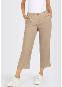 Leinenhose MAC "NORA cropped", Damen, Gr. 44, N-Gr, beige (sanddrift melange), Web, Obermaterial: 100% Leinen, 7/8-L&auml;nge, Hosen Leinenhose, Sommerhose temperaturausgleichend und angenehm auf der Haut