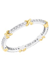 Fingerring Amor "Small Elegance" Gr. 54, gold (silberfarben, gelbgoldfarben, kristallwei&szlig;), Fingerringe, Damen, 54, Silber 925 (Sterlingsilber), 2mm, Fingerring, mit Zirkonia (synth.)