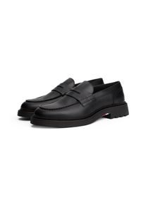 Slipper Tommy Hilfiger "HILFIGER COMFORT LWT LTH LOAFER", Herren, Gr. 43, schwarz, Nappaleder, Schuhe Slipper, Abendschuh, Loafer, Businessschuh mit abgesteppter Naht
