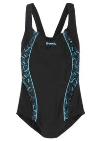 Badeanzug Bench., Kinder, Gr. 170/176, N-Gr, bunt (schwarz, t&uuml;rkis), Recycling-Polyamid, Farbeinsatz, bedruckt, Badeanz&uuml;ge Badeanzug, mit geometrische bedruckten Eins&auml;tzen