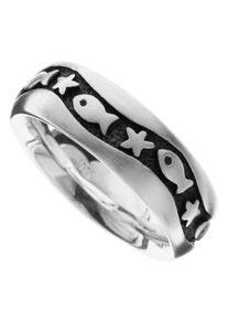 Fingerring OSTSEE-SCHMUCK "- Fisch & Stern - Silber 925/000 -" Gr. 60, silber (silber 925, silberfarben, wei&szlig;), Fingerringe, Damen, 60, Fingerring