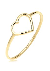 Silberring Elli Premium "Ring Herz 375 Gelbgold" Gr. 52, gold, Fingerringe, Damen, 52, Gelbgold 375, Silberring