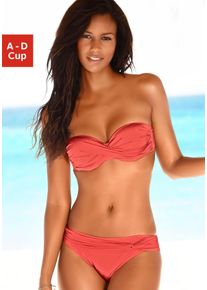 B&uuml;gel-Bandeau-Bikini Lascana, Damen, Gr. 40, Cup B, rot (hummer), Polyamid, gl&auml;nzend, unifarben, Bikini-Sets B&uuml;gel-Bandeau-Bikini, mit verschiedenen Tr&auml;gervarianten