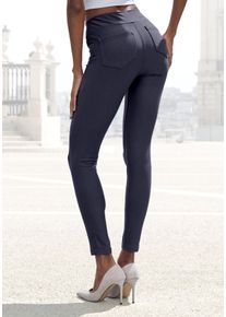 H.I.S. Leggings H.I.S, Damen, Gr. 48/50, N-Gr, blau (marine), Obermaterial: 70% Baumwolle, 25% Polyester, 5% Elasthan, unifarben, Basic, Hosen Leggings, im Schlupfhosen Style, Topseller