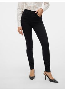 V&eacute;ro Moda Skinny-fit-Jeans VERO MODA "VMTATIANA MR S PIPING JEANS", Damen, Gr. XXL (44), L&auml;nge 34, schwarz, Denim/Jeans, Obermaterial: 50% Baumwolle, 38% Polyester, 9% Viskose, 3% Elasthan, unifarben, skinny fit, Jeans Skinny-fit-Jeans