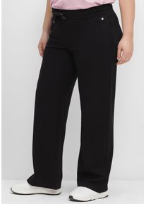 Sporthose sheego, Damen, Gr. 48, Normalgr&ouml;&szlig;en, schwarz, 70% Viskose, 26% Polyamid, 4% Elasthan, unifarben, Hosen Sporthose