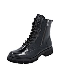 Schn&uuml;rstiefelette Remonte, Damen, Gr. 43, schwarz, Lacklederimitat, gl&auml;nzend, Schuhe Schn&uuml;rstiefelette, Schn&uuml;rboots, Stiefelette, Profilsohle, mit Glitzer-Schn&uuml;rsenkel