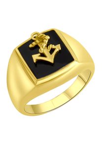 Fingerring Firetti "Schmuck Geschenk Silber 925 Silberring Anker" Gr. 58, schwarz (gelbgoldfarben, schwarz), Fingerringe, Herren, 58, Silber 925 (Sterlingsilber), 3mm, Fingerring
