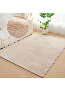 Fellteppich Bruno Banani "Rabbit 2, Kunstfell Teppich, Modern", beige, B:120cm H:25mm L:160cm, Kunstfaser, Teppiche, Fellteppich, Kaninchenfell-Haptik, sehr weich, Wohnzimmer, Schlafzimmer, Esszimmer